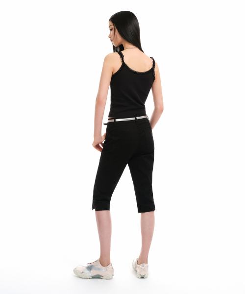 MUSINSA STANDARD WOMAN（ムシンサスタンダードウーマン）の「[ユースベース コラボ] ウィメンズ MY クロップスリーブレストップ [ブラック]（Tシャツ/カットソー・レディース・その他・SMALL/MEDIUM）」の3枚目の写真