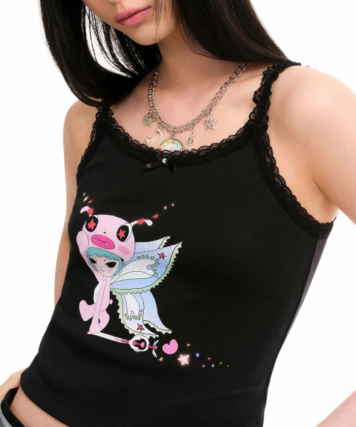 MUSINSA STANDARD WOMAN（ムシンサスタンダードウーマン）の「[ユースベース コラボ] ウィメンズ MY クロップスリーブレストップ [ブラック]（Tシャツ/カットソー・レディース・その他・SMALL/MEDIUM）」の4枚目の写真