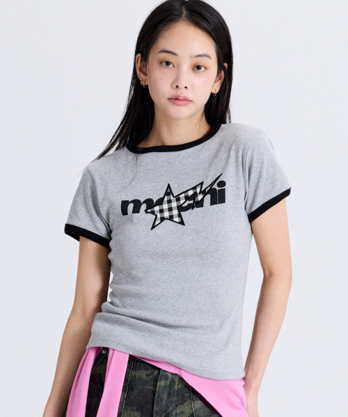MACNI(マクニ)の「SHOOTING STAR SLIM FIT T-SHIRT MELANGE(Tシャツ/カットソー・レディース・ライトグレー・FREE)」の2枚目の写真