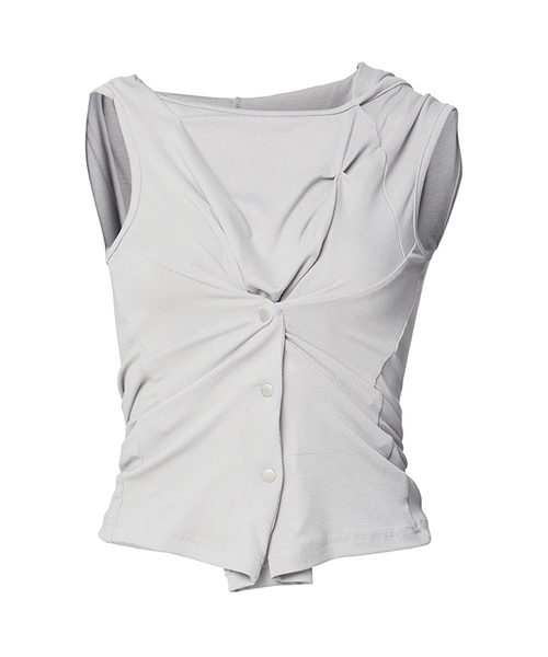 Asymmetric Snap Hoodie (FL‑133_Cloud White) — асимметричный худи с кнопками, цвет Cloud White