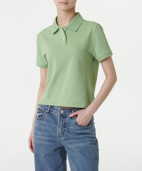 MUSINSA STANDARD WOMAN（ムシンサスタンダードウーマン）の「ウィメンズピケポロシャツ[アップルミント]（ポロシャツ・レディース・その他・SMALL/MEDIUM/LARGE/X-SMALL）」の2枚目の写真