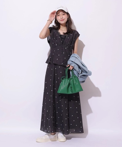 Mystrada（マイストラーダ）の「ペプラムカラーボイルワンピース（ワンピース・レディース・ライトイエロー/ブラック/ピンク・38/36/34）」の2枚目の写真