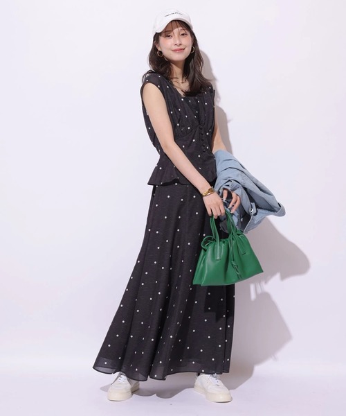 Mystrada（マイストラーダ）の「ペプラムカラーボイルワンピース（ワンピース・レディース・ライトイエロー/ブラック/ピンク・38/36/34）」の4枚目の写真