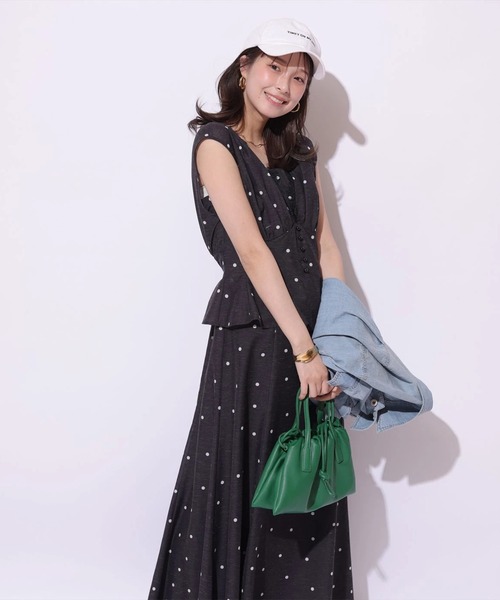 Mystrada（マイストラーダ）の「ペプラムカラーボイルワンピース（ワンピース・レディース・ライトイエロー/ブラック/ピンク・38/36/34）」の6枚目の写真