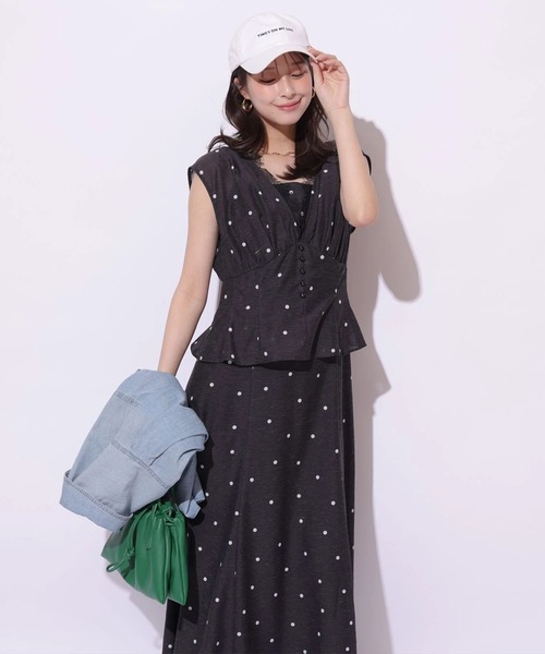 Mystrada（マイストラーダ）の「ペプラムカラーボイルワンピース（ワンピース・レディース・ライトイエロー/ブラック/ピンク・38/36/34）」の7枚目の写真