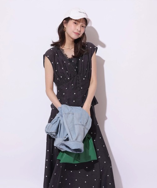 Mystrada（マイストラーダ）の「ペプラムカラーボイルワンピース（ワンピース・レディース・ライトイエロー/ブラック/ピンク・38/36/34）」の9枚目の写真