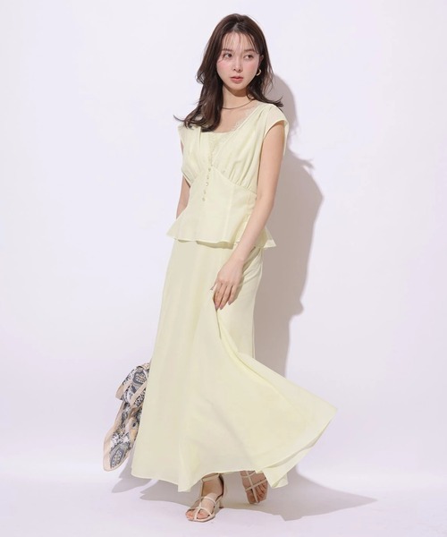 Mystrada（マイストラーダ）の「ペプラムカラーボイルワンピース（ワンピース・レディース・ライトイエロー/ブラック/ピンク・38/36/34）」の16枚目の写真