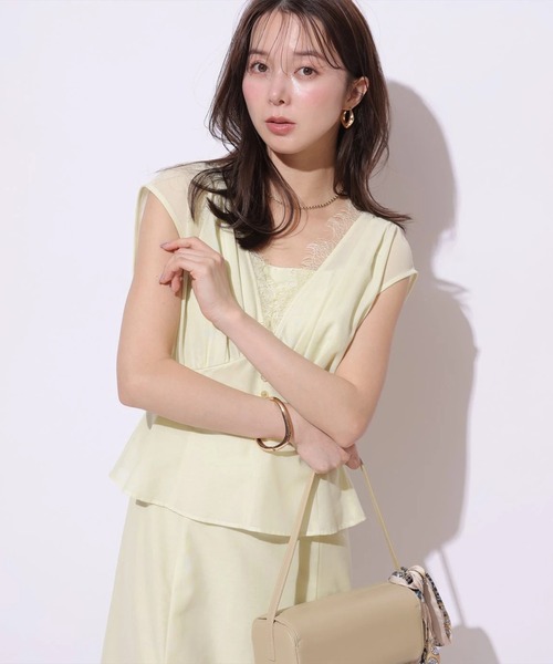 Mystrada（マイストラーダ）の「ペプラムカラーボイルワンピース（ワンピース・レディース・ライトイエロー/ブラック/ピンク・38/36/34）」の18枚目の写真