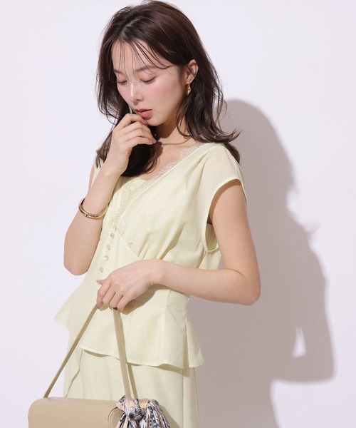 Mystrada（マイストラーダ）の「ペプラムカラーボイルワンピース（ワンピース・レディース・ライトイエロー/ブラック/ピンク・38/36/34）」の20枚目の写真