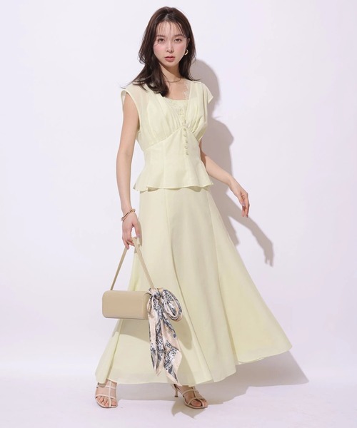 Mystrada（マイストラーダ）の「ペプラムカラーボイルワンピース（ワンピース・レディース・ライトイエロー/ブラック/ピンク・38/36/34）」の19枚目の写真