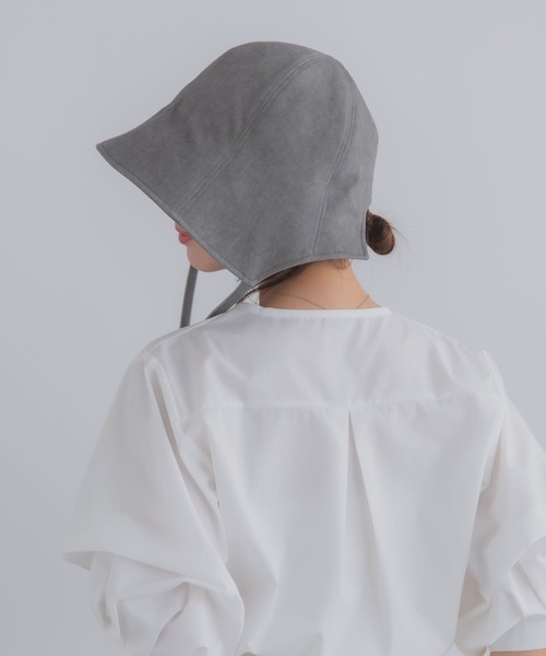 polcadot(ポルカドット)の「ビンテージ ボンネット/ナチュラルコットン バケットハット 折りたたみ・UVケア・サイズ調整可能(ハット・レディース・ベージュ/ブラック/グレー・FREE)」の18枚目の写真