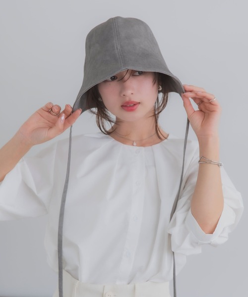 polcadot(ポルカドット)の「ビンテージ ボンネット/ナチュラルコットン バケットハット 折りたたみ・UVケア・サイズ調整可能(ハット・レディース・ベージュ/ブラック/グレー・FREE)」の20枚目の写真