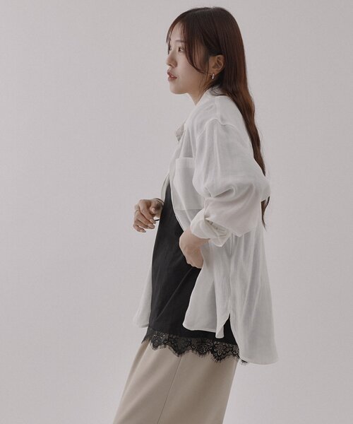 COLONY 2139（コロニートゥーワンスリーナイン）の「裾レースヘムオーバーTシャツ（Tシャツ/カットソー・レディース・ブラック/ホワイト/ピンク・FREE）」の12枚目の写真