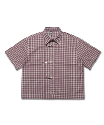 ROCKPSYCHO（ロックサイコ）の「ファイヤーマンバックルクロップチェックシャツバーガンディ（シャツ/ブラウス）」