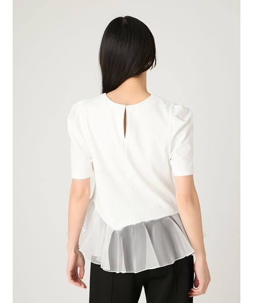 FRAY I.D(フレイアイディー)の「シアーペプラムカットトップス/ウォッシャブル(Tシャツ/カットソー・レディース・ブラック/ライトブルー/ホワイト・F)」の15枚目の写真