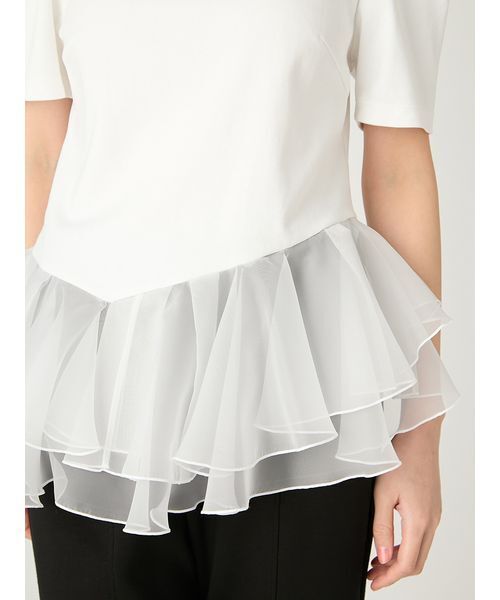 FRAY I.D(フレイアイディー)の「シアーペプラムカットトップス/ウォッシャブル(Tシャツ/カットソー・レディース・ブラック/ライトブルー/ホワイト・F)」の10枚目の写真
