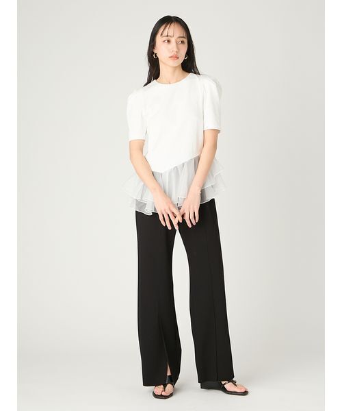 FRAY I.D(フレイアイディー)の「シアーペプラムカットトップス/ウォッシャブル(Tシャツ/カットソー・レディース・ブラック/ライトブルー/ホワイト・F)」の8枚目の写真