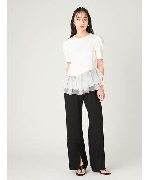 FRAY I.D(フレイアイディー)の「シアーペプラムカットトップス/ウォッシャブル(Tシャツ/カットソー・レディース・ブラック/ライトブルー/ホワイト・F)」の7枚目の写真