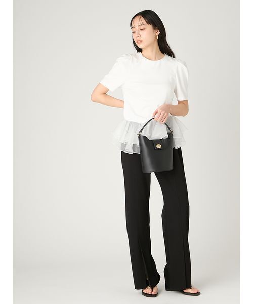 FRAY I.D(フレイアイディー)の「シアーペプラムカットトップス/ウォッシャブル(Tシャツ/カットソー・レディース・ブラック/ライトブルー/ホワイト・F)」の6枚目の写真