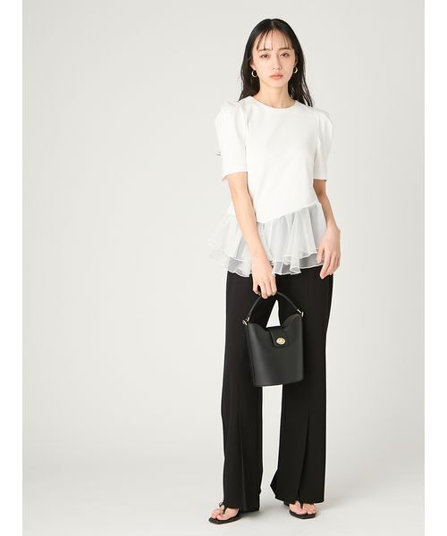FRAY I.D(フレイアイディー)の「シアーペプラムカットトップス/ウォッシャブル(Tシャツ/カットソー・レディース・ブラック/ライトブルー/ホワイト・F)」の5枚目の写真
