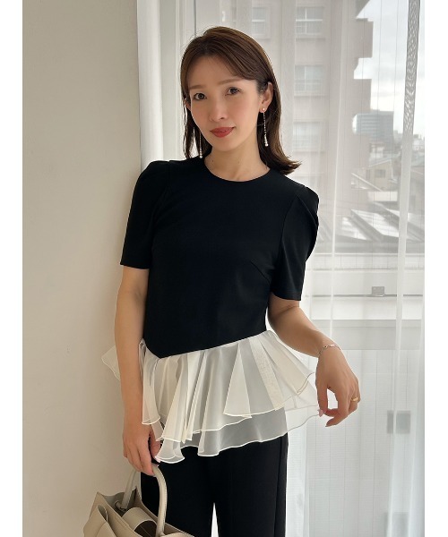 シアーペプラムカットトップス／ウォッシャブル（Tシャツ/カットソー
