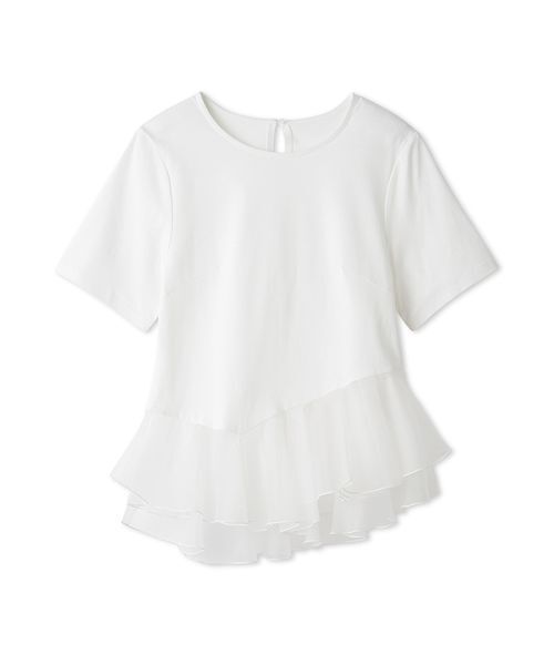 FRAY I.D(フレイアイディー)の「シアーペプラムカットトップス/ウォッシャブル(Tシャツ/カットソー・レディース・ブラック/ライトブルー/ホワイト・F)」の4枚目の写真
