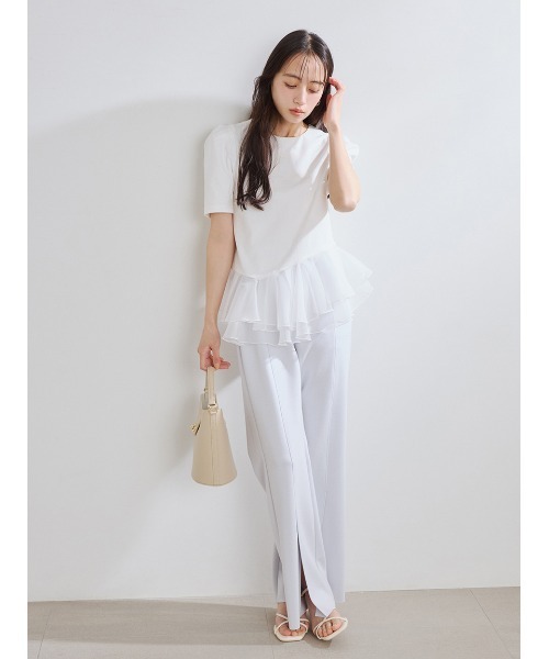 FRAY I.D(フレイアイディー)の「シアーペプラムカットトップス/ウォッシャブル(Tシャツ/カットソー・レディース・ブラック/ライトブルー/ホワイト・F)」の17枚目の写真