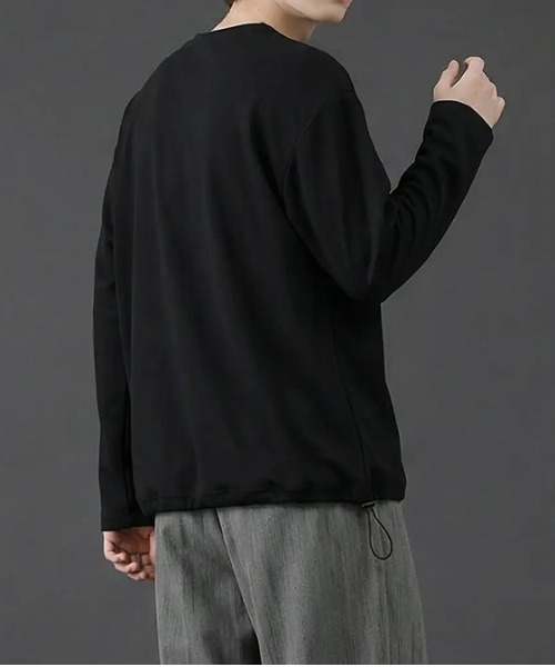 revertical(リバーティカル)の「裾ドローコード Vネック ロングTシャツ(Tシャツ/カットソー・メンズ・ブラック/ブルー/チャコール/ホワイト/ネイビー・SMALL/MEDIUM/LARGE)」の12枚目の写真