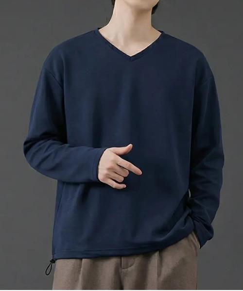 revertical(リバーティカル)の「裾ドローコード Vネック ロングTシャツ(Tシャツ/カットソー・メンズ・ブラック/ブルー/チャコール/ホワイト/ネイビー・SMALL/MEDIUM/LARGE)」の22枚目の写真