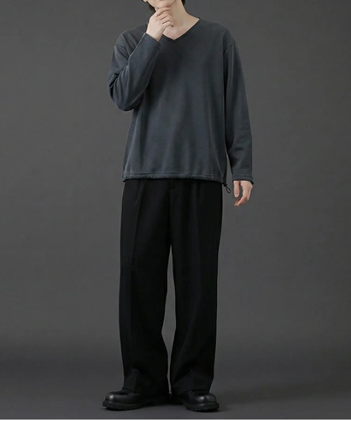 revertical(リバーティカル)の「裾ドローコード Vネック ロングTシャツ(Tシャツ/カットソー・メンズ・ブラック/ブルー/チャコール/ホワイト/ネイビー・SMALL/MEDIUM/LARGE)」の18枚目の写真