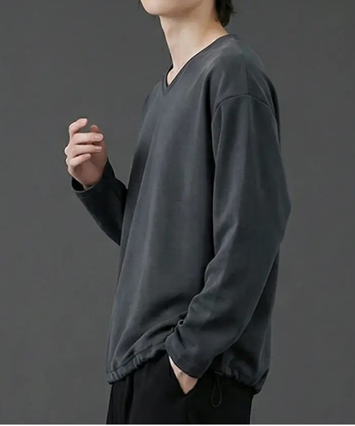 revertical(リバーティカル)の「裾ドローコード Vネック ロングTシャツ(Tシャツ/カットソー・メンズ・ブラック/ブルー/チャコール/ホワイト/ネイビー・SMALL/MEDIUM/LARGE)」の17枚目の写真
