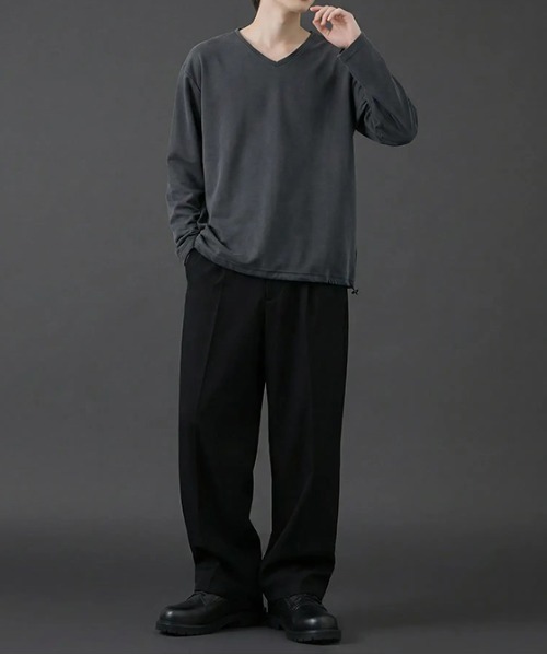 revertical(リバーティカル)の「裾ドローコード Vネック ロングTシャツ(Tシャツ/カットソー・メンズ・ブラック/ブルー/チャコール/ホワイト/ネイビー・SMALL/MEDIUM/LARGE)」の19枚目の写真