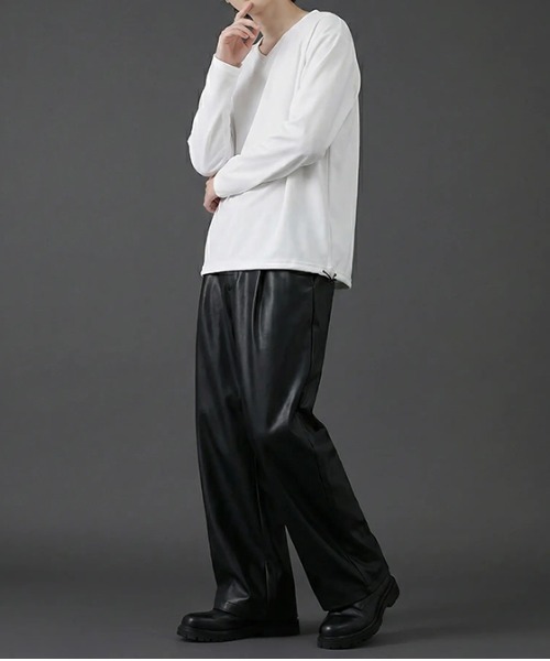 revertical(リバーティカル)の「裾ドローコード Vネック ロングTシャツ(Tシャツ/カットソー・メンズ・ブラック/ブルー/チャコール/ホワイト/ネイビー・SMALL/MEDIUM/LARGE)」の8枚目の写真
