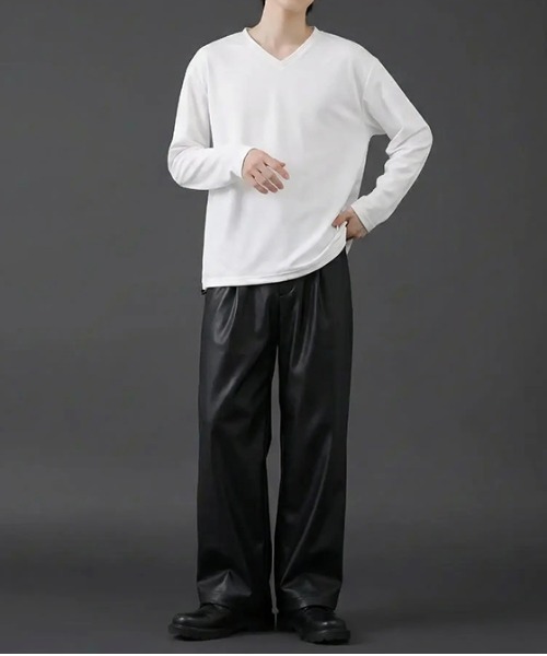 revertical(リバーティカル)の「裾ドローコード Vネック ロングTシャツ(Tシャツ/カットソー・メンズ・ブラック/ブルー/チャコール/ホワイト/ネイビー・SMALL/MEDIUM/LARGE)」の10枚目の写真