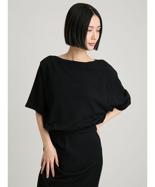 MIESROHE(ミースロエ)の「【洗える】【セットアップ対応】シアー裏毛オフショルトップス(Tシャツ/カットソー・レディース・イエロー/ホワイト/ブラック・F)」の3枚目の写真