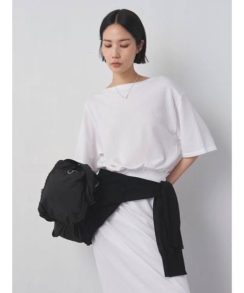 MIESROHE(ミースロエ)の「【洗える】【セットアップ対応】シアー裏毛オフショルトップス(Tシャツ/カットソー・レディース・イエロー/ホワイト/ブラック・F)」の6枚目の写真