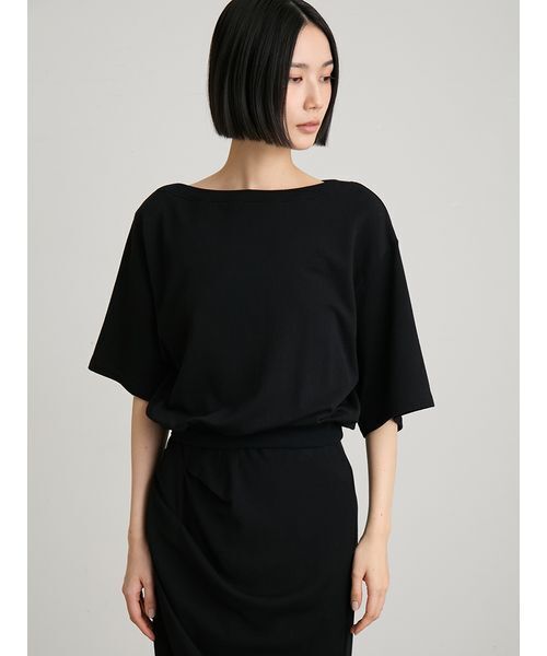MIESROHE(ミースロエ)の「【洗える】【セットアップ対応】シアー裏毛オフショルトップス(Tシャツ/カットソー・レディース・イエロー/ホワイト/ブラック・F)」の11枚目の写真