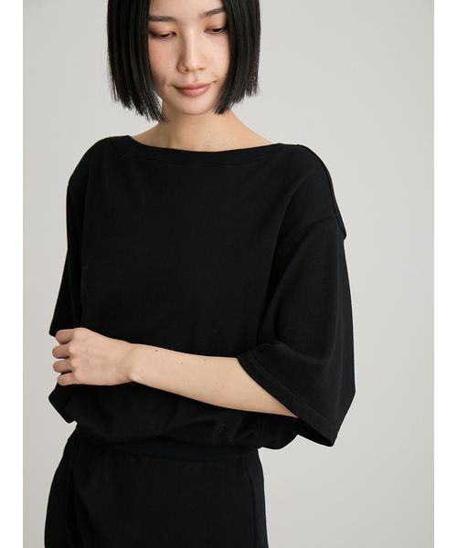 MIESROHE(ミースロエ)の「【洗える】【セットアップ対応】シアー裏毛オフショルトップス(Tシャツ/カットソー・レディース・イエロー/ホワイト/ブラック・F)」の15枚目の写真