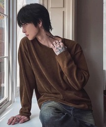 VIBGYOR（ヴィブジョー）の「【NOWLE】Vネック リブテクスチャー ロングスリーブ Tシャツ カットソー（Tシャツ/カットソー）」