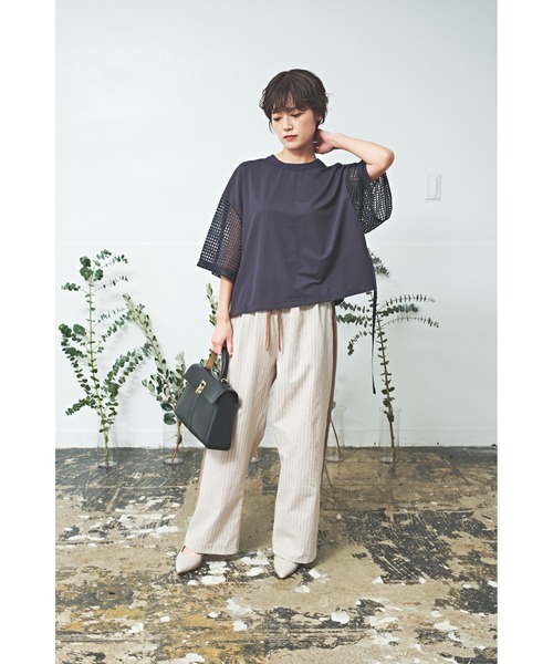 maarook(マルーク)の「コットンリネンストライプラインパンツ(その他パンツ・レディース・オートミール・F)」の3枚目の写真
