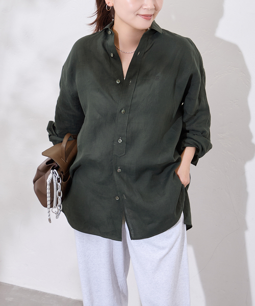 TICCA(ティッカ)の「【TICCA / ティッカ】リネンスクエアビッグシャツ uni(シャツ/ブラウス・レディース・ブラウン/ピンク/カーキ・FREE)」の2枚目の写真