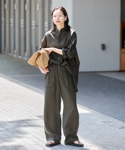 TICCA(ティッカ)の「【TICCA / ティッカ】リネンスクエアビッグシャツ uni(シャツ/ブラウス・レディース・ブラウン/ピンク/カーキ・FREE)」の4枚目の写真