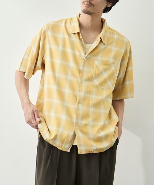 REMI RELIEF（レミレリーフ）の「【REMI RELIEF/レミレリーフ】レーヨンツイルオンブレS/Sシャツ（シャツ/ブラウス・メンズ・ブルー/イエロー・M/L/XL）」の3枚目の写真