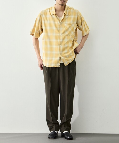 REMI RELIEF（レミレリーフ）の「【REMI RELIEF/レミレリーフ】レーヨンツイルオンブレS/Sシャツ（シャツ/ブラウス・メンズ・ブルー/イエロー・M/L/XL）」の6枚目の写真