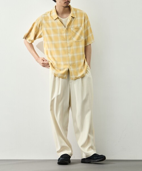 REMI RELIEF（レミレリーフ）の「【REMI RELIEF/レミレリーフ】レーヨンツイルオンブレS/Sシャツ（シャツ/ブラウス・メンズ・ブルー/イエロー・M/L/XL）」の7枚目の写真