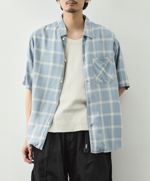 REMI RELIEF（レミレリーフ）の「【REMI RELIEF/レミレリーフ】レーヨンツイルオンブレS/Sシャツ（シャツ/ブラウス・メンズ・ブルー/イエロー・M/L/XL）」の12枚目の写真