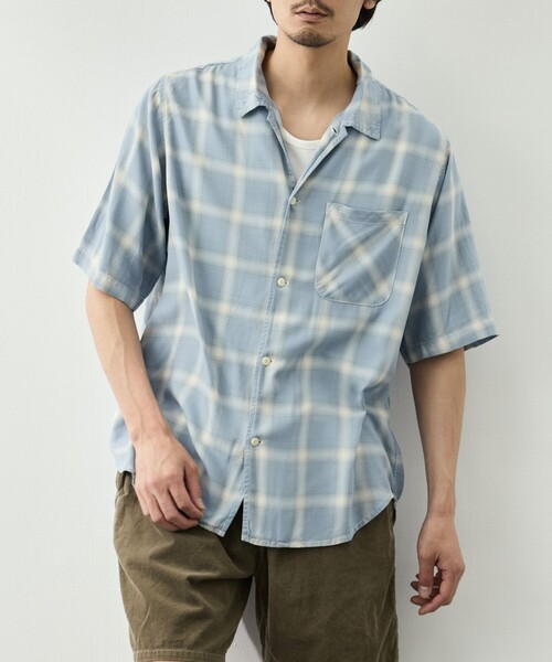 REMI RELIEF（レミレリーフ）の「【REMI RELIEF/レミレリーフ】レーヨンツイルオンブレS/Sシャツ（シャツ/ブラウス・メンズ・ブルー/イエロー・M/L/XL）」の16枚目の写真