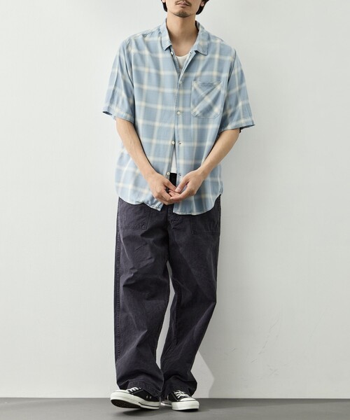 REMI RELIEF（レミレリーフ）の「【REMI RELIEF/レミレリーフ】レーヨンツイルオンブレS/Sシャツ（シャツ/ブラウス・メンズ・ブルー/イエロー・M/L/XL）」の18枚目の写真