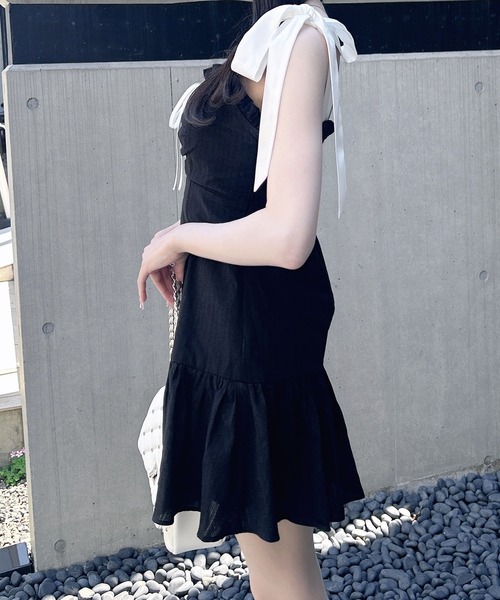 INGNI(イング)の「配色リボンコットンレースミニワンピース(ワンピース・レディース・ホワイト×ブラック/ブラック×ホワイト・M)」の16枚目の写真