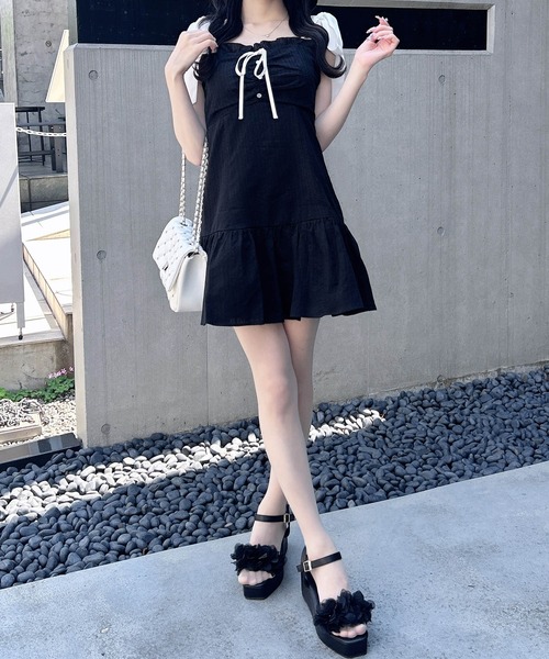 INGNI(イング)の「配色リボンコットンレースミニワンピース(ワンピース・レディース・ホワイト×ブラック/ブラック×ホワイト・M)」の18枚目の写真